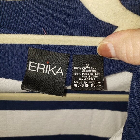Erika Women's Blue and White Striped Polo Shirt - Size Small - Picture 4 of 4